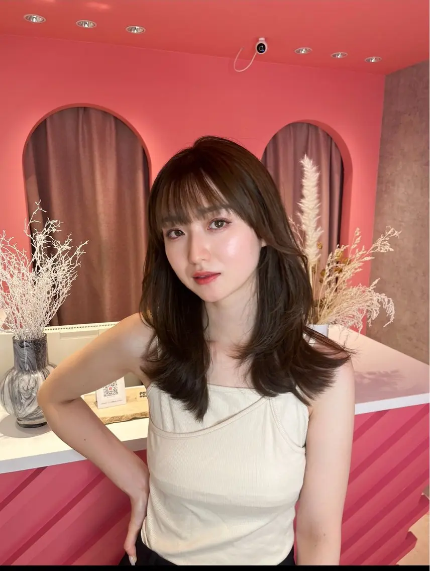 ロング カラー 山崎/ボブ縮毛矯正 レイヤー髪質改善のヘアスタイル