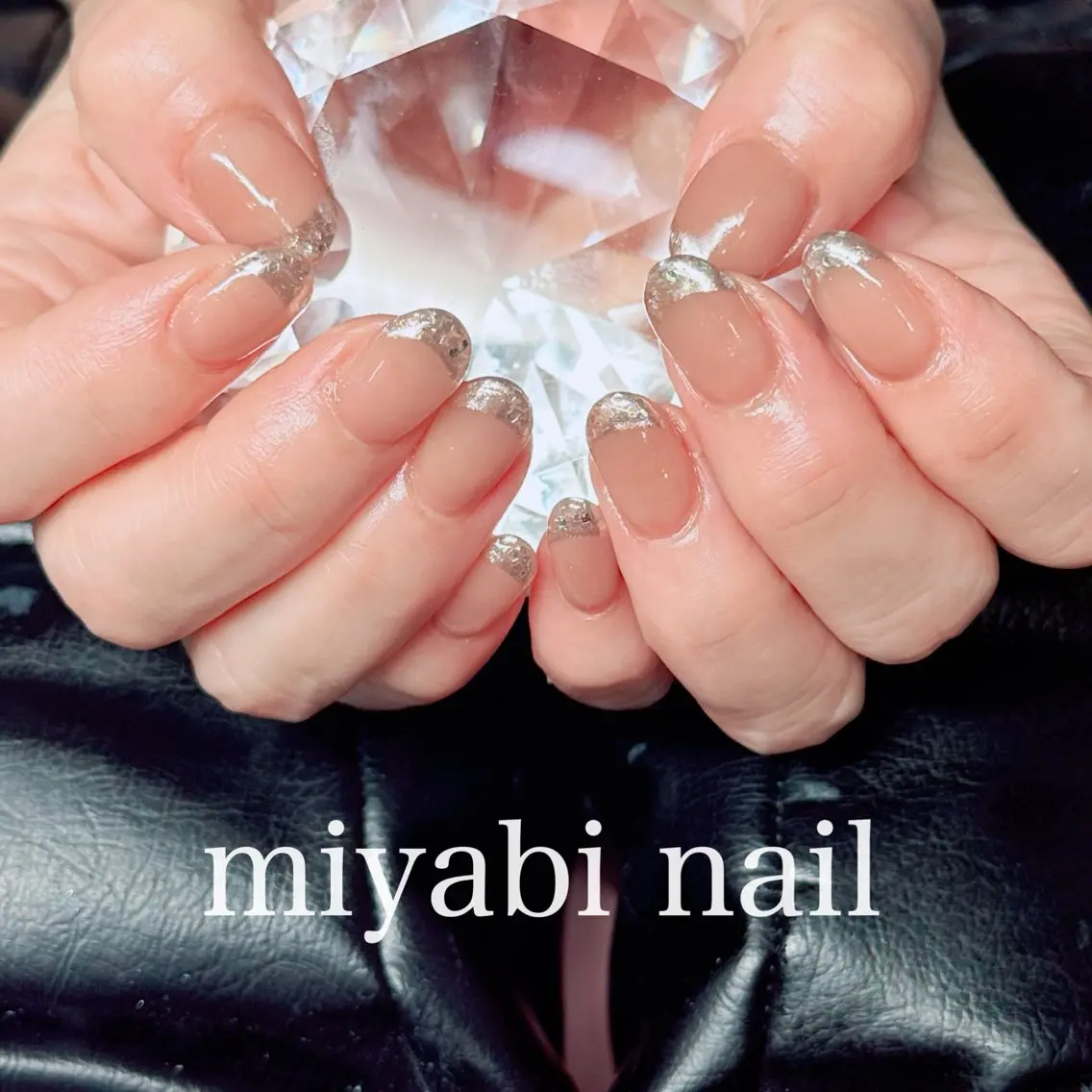ネイル フレンチネイル ジェルネイル ガラスフレンチ キラキラネイル マグネットネイル ハンドネイル miyabi nail 桂川駅近くのネイルデザイン