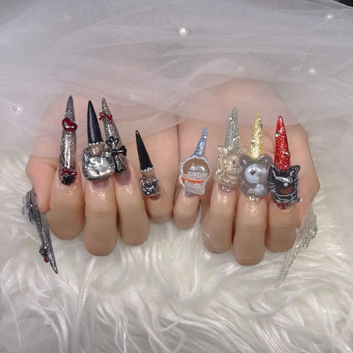 ネイル アートネイル オーロラネイル チークネイル 長さ出し フットネイル Miya _nailのネイルデザイン