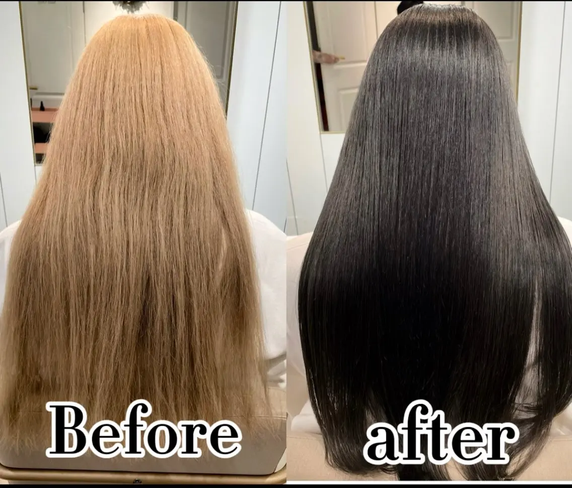 ロング カット ヘアカラー 縮毛矯正 トリートメント 梅田縮毛矯正◻︎髪質 改善◻︎細見 了眞のヘアスタイル