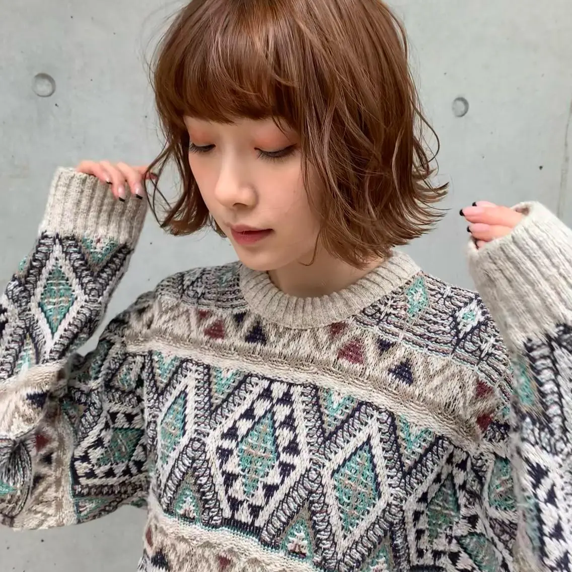 ミディアム トリートメント Ririkoボブ 透明感カラー🤍のヘアスタイル