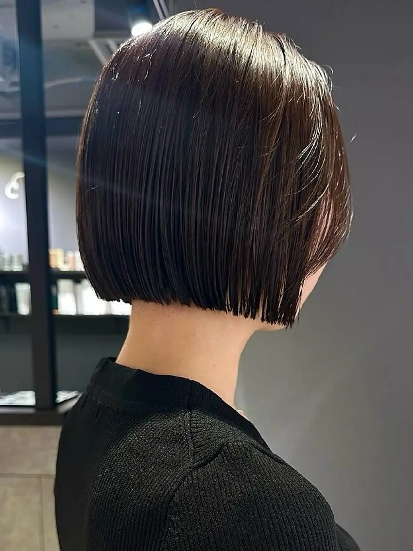 ショート カラー カット ヘアカラー トリートメント 縮毛矯正×ボブ職人 【圧倒的朝楽ボブ】のヘアスタイル