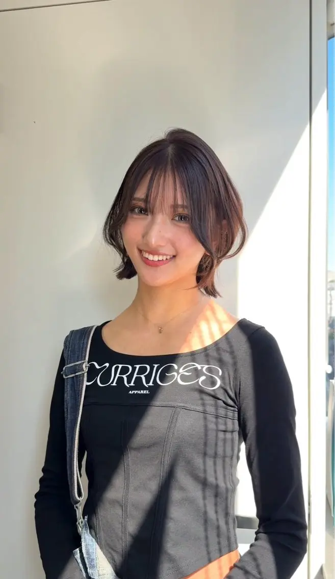 ショート カラー 山崎/ボブ縮毛矯正 レイヤー髪質改善のヘアスタイル