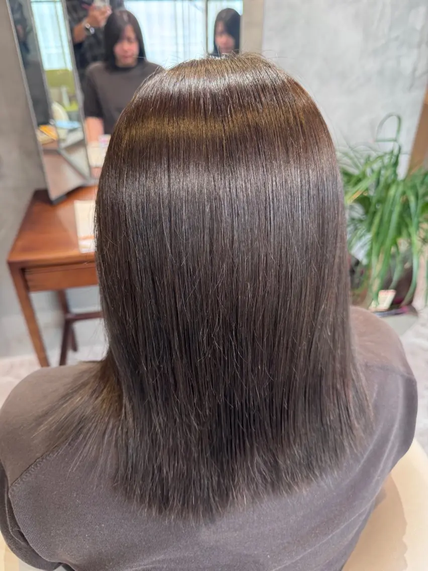 セミロング パーマ 縮毛矯正 🍀and hair 日比野のヘアスタイル