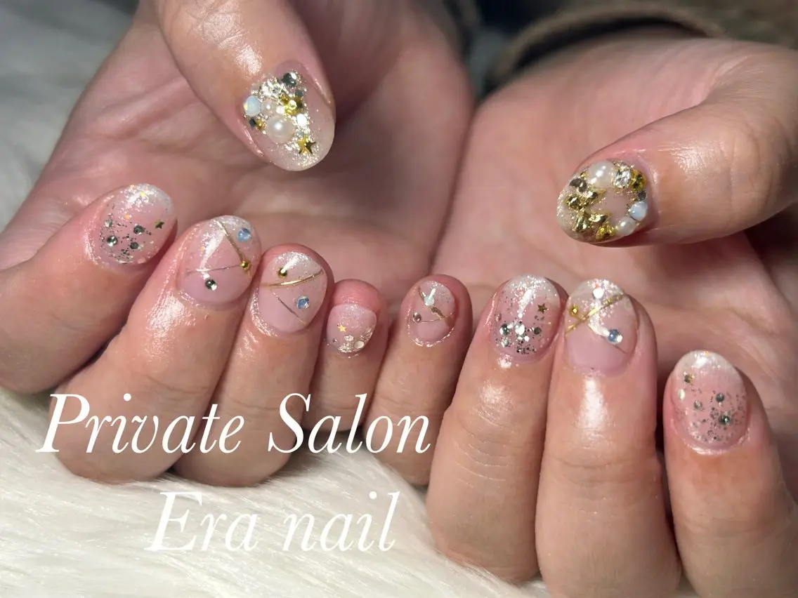 ネイル ショートネイル 冬ネイル クリスマス ハンドネイル Era nailのネイルデザイン