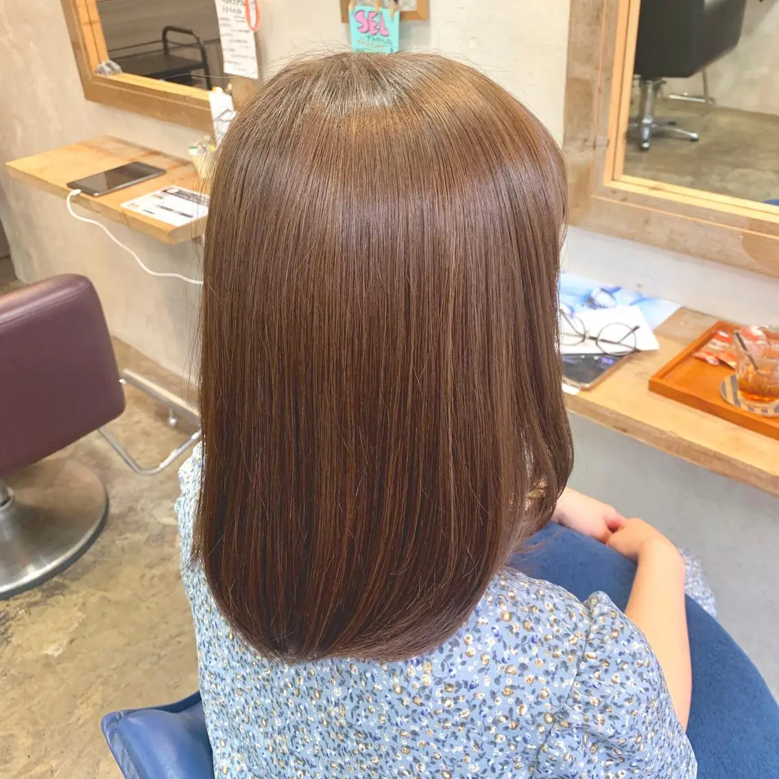 セミロング カラー ブラウンカラー 💎耳ツボジュエリー 髪質改善🌙土屋桃佳のヘアスタイル