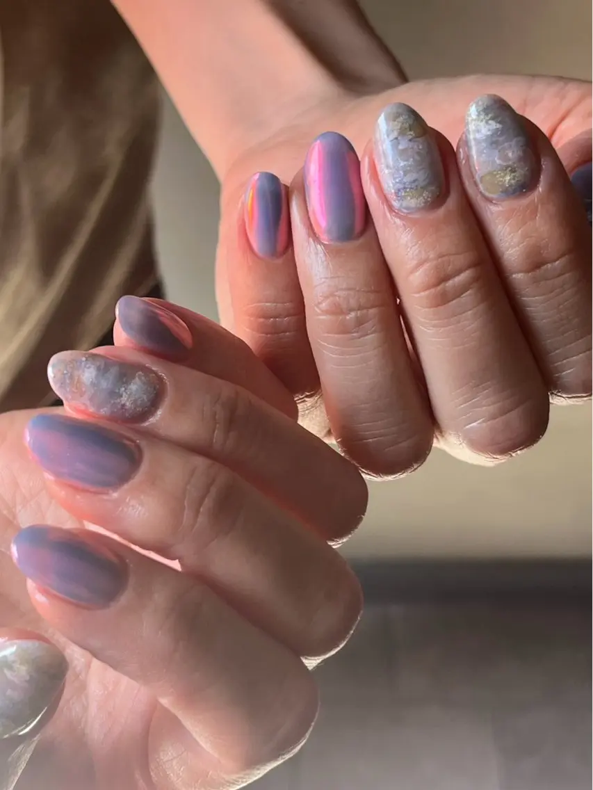 ネイル アートネイル ジェルネイル ミラーネイル ニュアンスネイル ぷっくりネイル ハンドネイル 田邊 春華のネイルデザイン