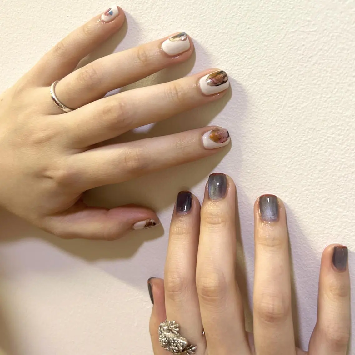 ネイル ジェルネイル 韓国ネイル ニュアンスネイル ワンホンネイル nailstudio eviz新宿店のネイルデザイン