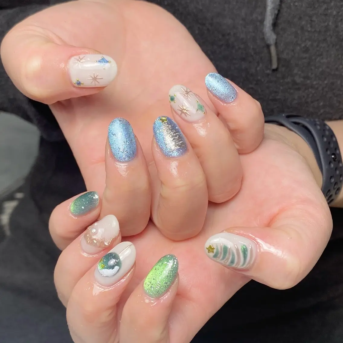 ネイル チークネイル 長さ出し フレンチネイル ジェルネイル ガーリー ハンドネイル UM Nail Salonのネイルデザイン
