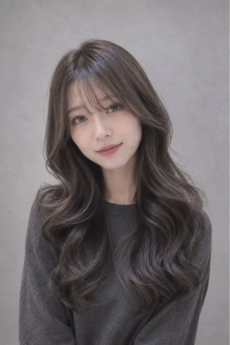ロング カラー アッシュ ダークアッシュ グレージュ レイヤーカット ロング カット ヘアカラー トリートメント 【enil代表】 杉林和哉のヘアスタイル