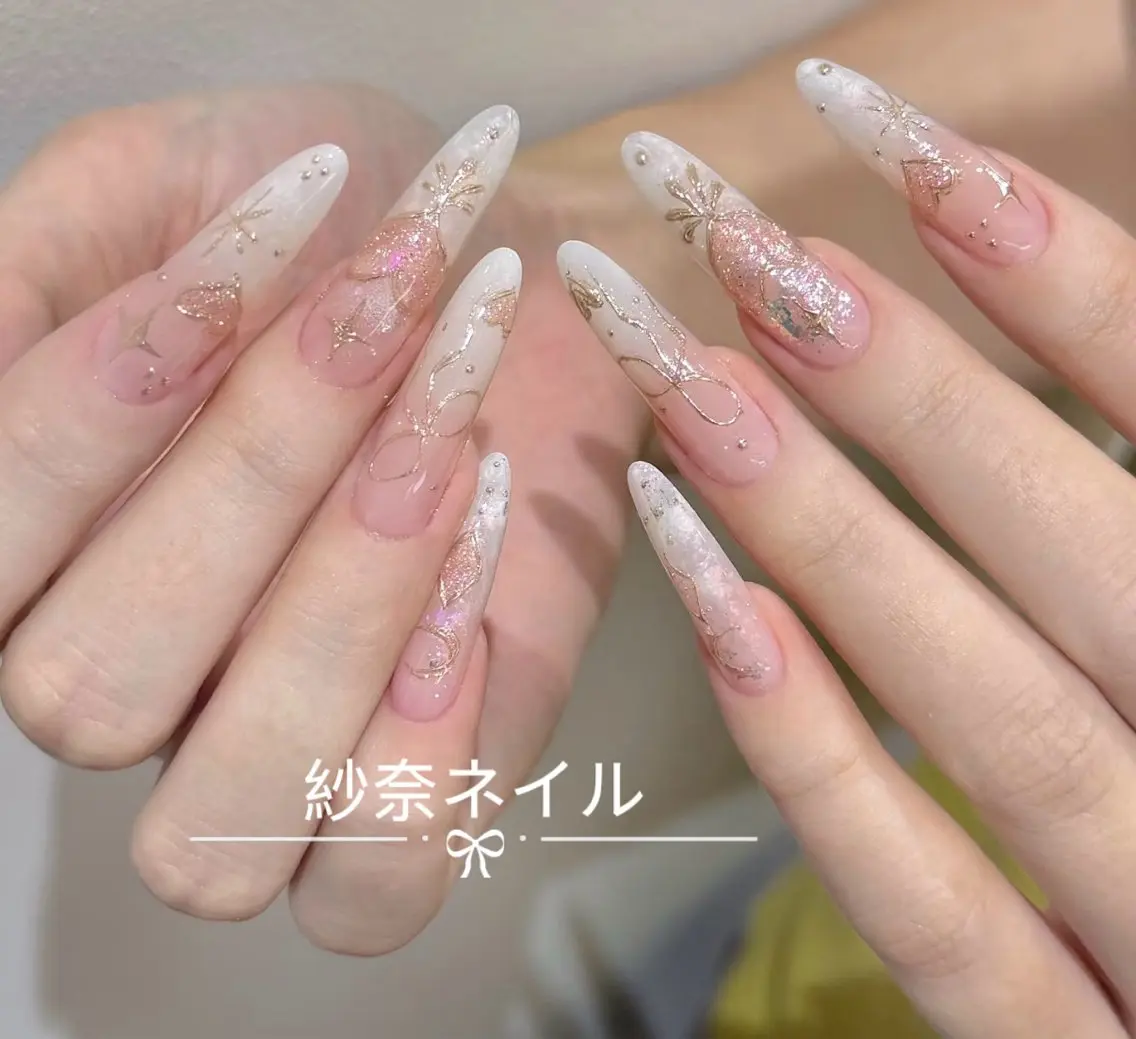 ネイル アートネイル ロングネイル 持ち込み スーパーロングネイル 纱 奈のネイルデザイン