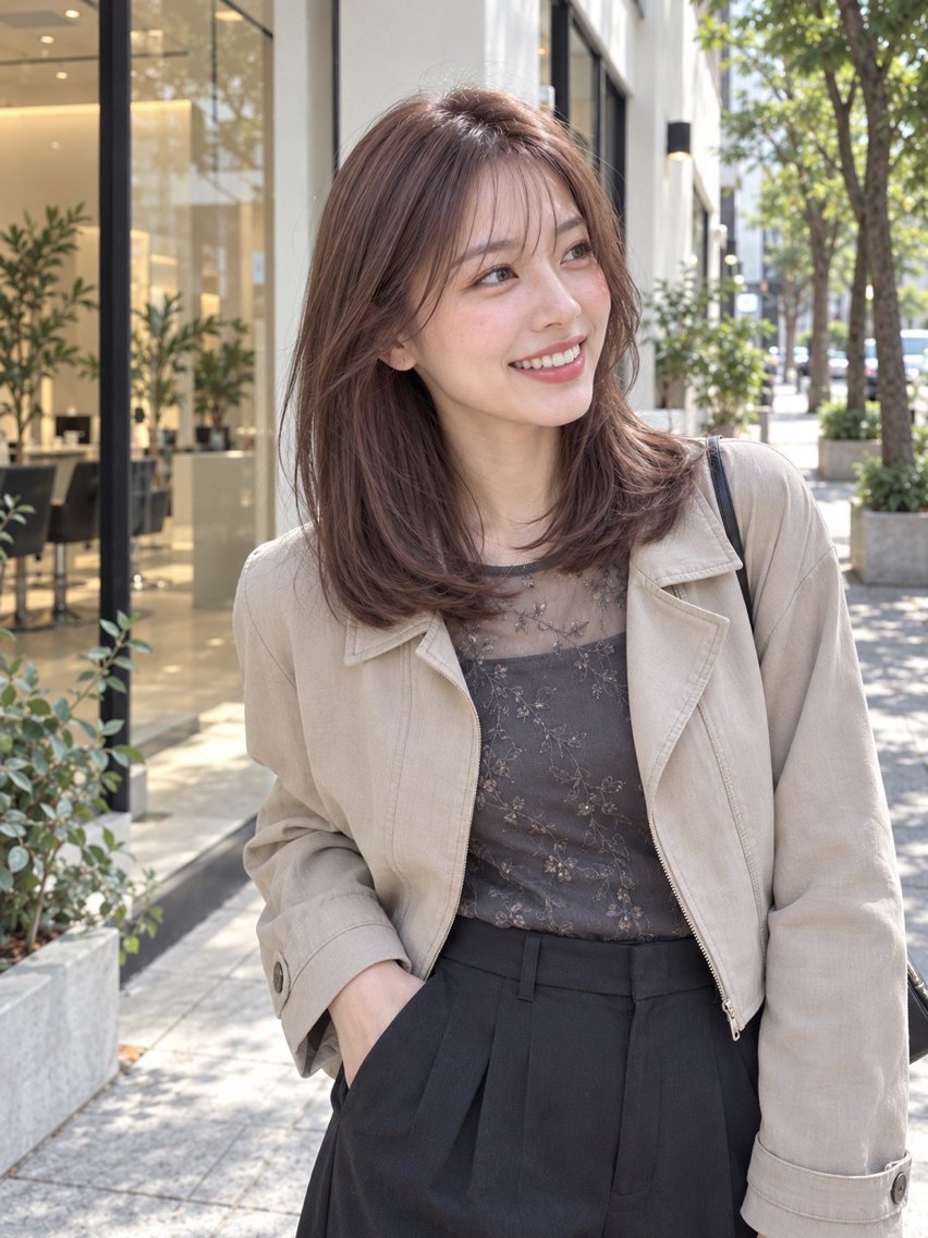 セミロング カラー ブリーチ ブラウンカラー 透明感カラー ダブルカラー モカブラウン ヘアカラー トリートメント カラーモデル募集中/ 透明感カラー/るいのヘアスタイル