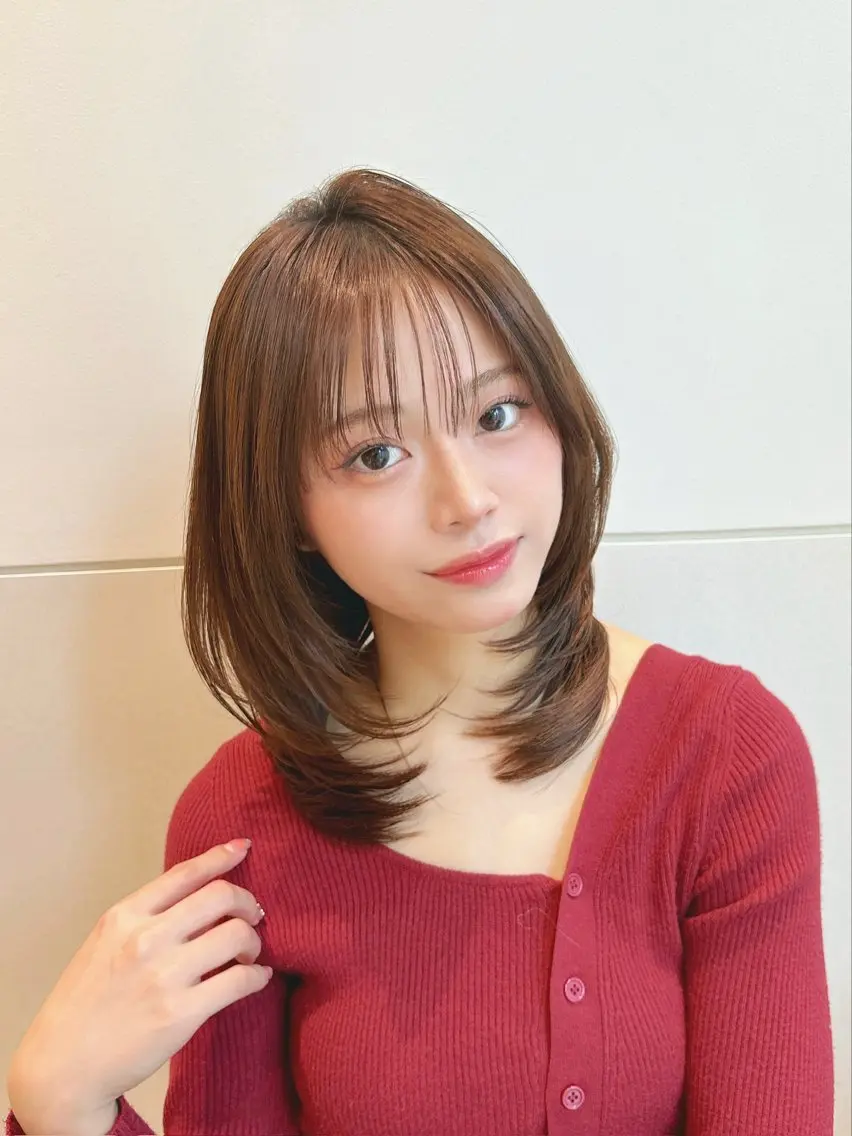 ミディアム カラー パーマ 顔まわりレイヤー レイヤーカット カット ヘアカラー 縮毛矯正 トリートメント 🍀本格ヘッドスパ 👑髪質改善🍀英司のヘアスタイル
