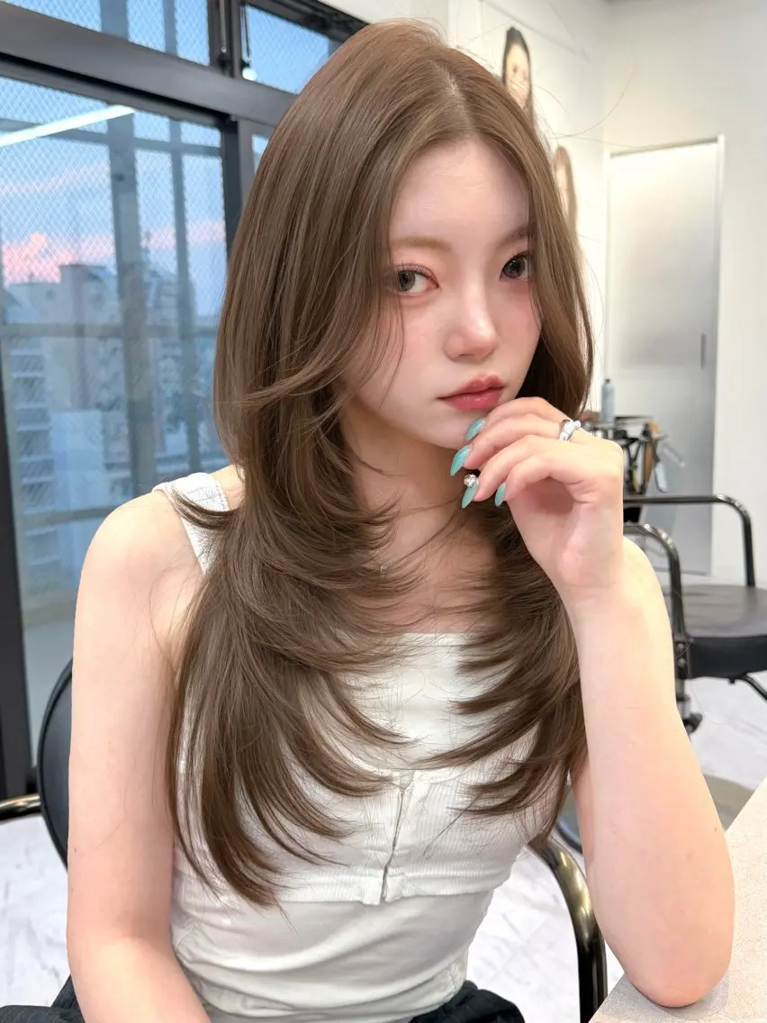 ロング カラー カット ヘアカラー トリートメント ヘアセット Rita/髪質改善/ ブリーチなしWカラーのヘアスタイル