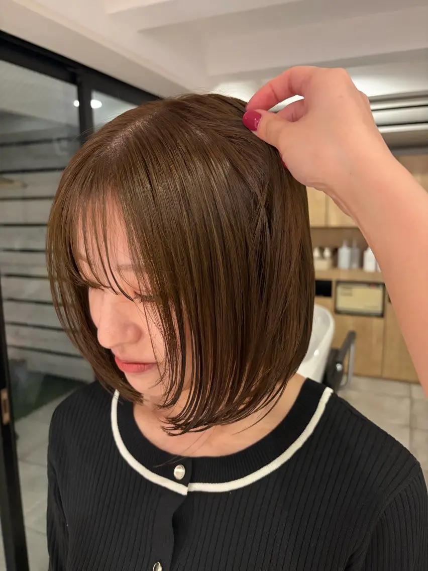 カラー ベージュカラー ブリーチ ブリーチなしカラー オリーブベージュ rin 京都美容室のヘアスタイル