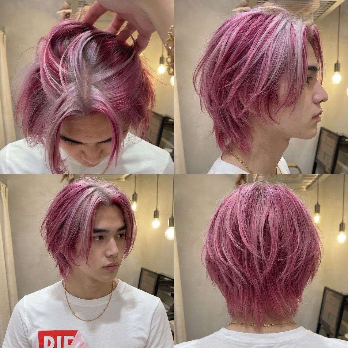 ミディアム カラー メンズ カット ヘアカラー ヘアセット デザインカラー🌈/ ハイトーン/たけるのヘアスタイル