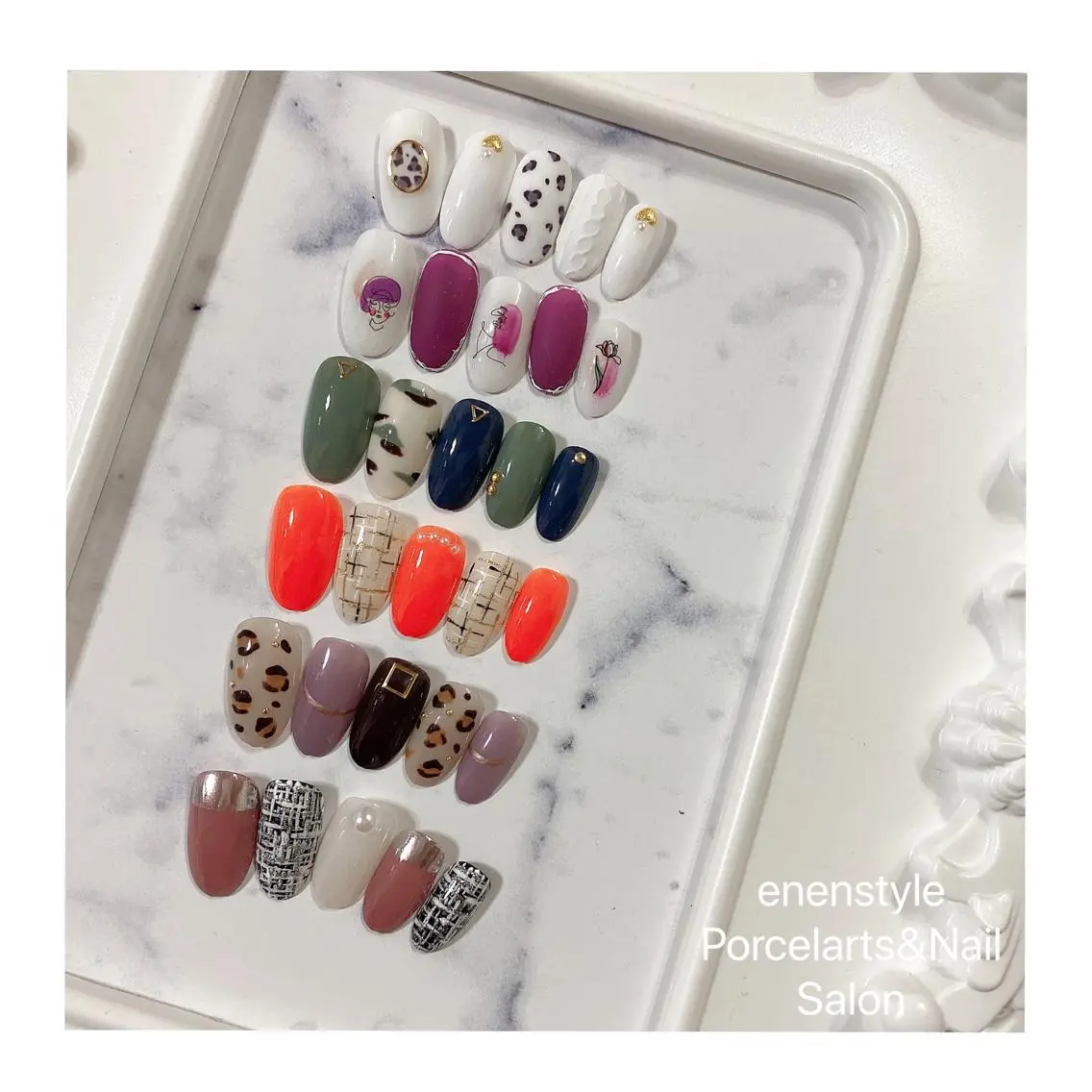 ミディアム ネイル 🐾enen style 🐾のネイルデザイン