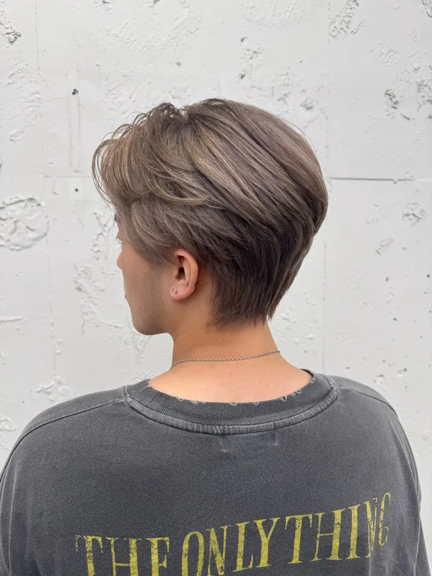 ショート カラー メンズ メンズ韓国風 ベージュカラー ブロンド ダブルカラー グレージュ カット ヘアカラー トリートメント 💈メンズ特化💈 TASUKUのヘアスタイル