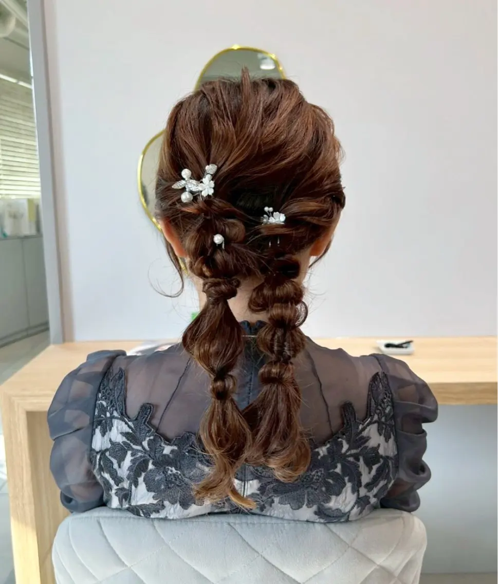 【結婚式.ライブに🌼】お呼ばれヘアセット🎀（8:00​〜​⭕️）の写真