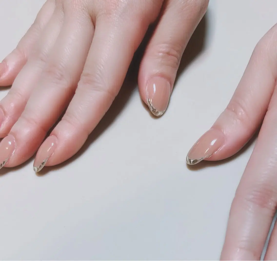 ネイル フレンチネイル ガラスフレンチ ネイルパレス【デザ イン/恵比寿】のネイルデザイン