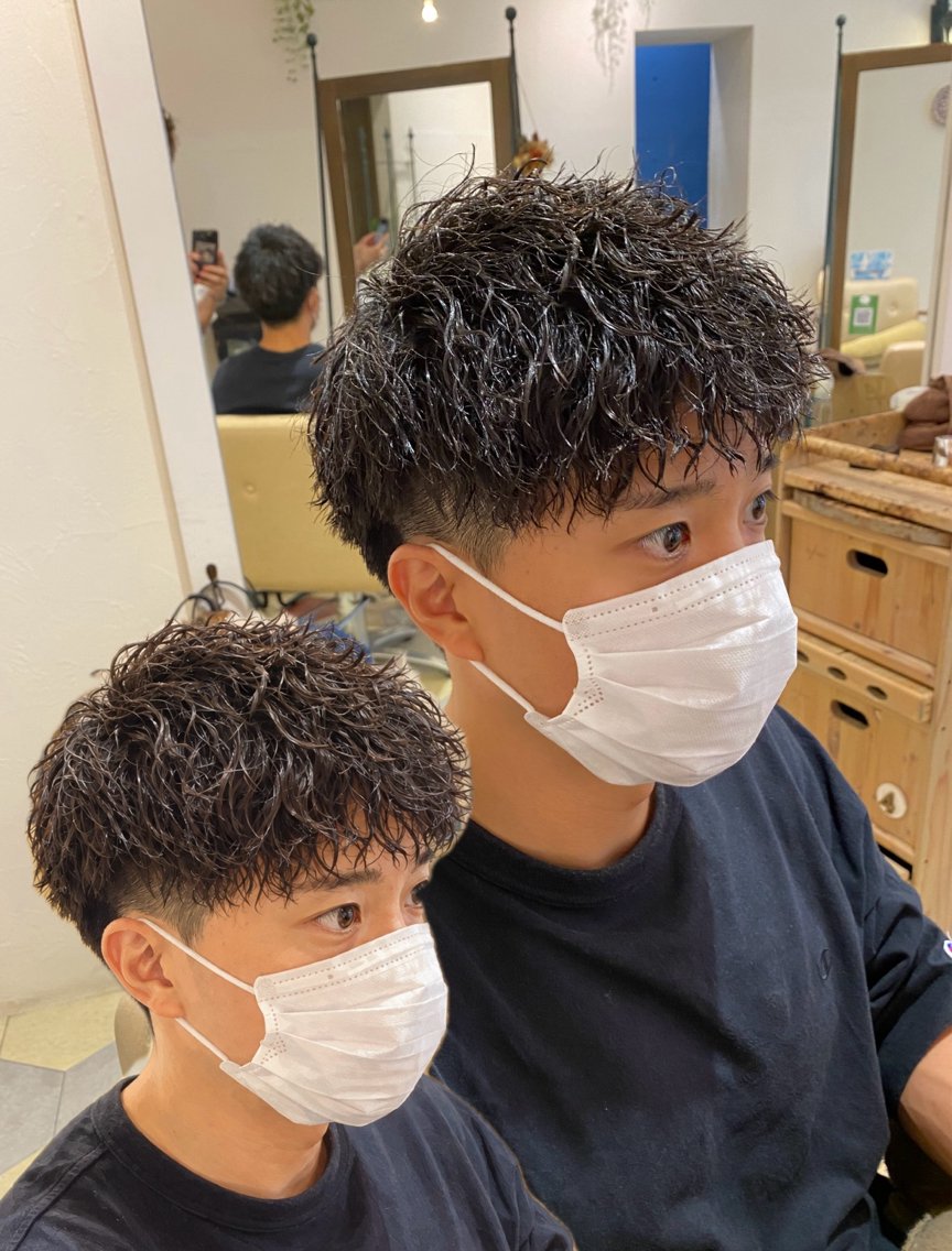 ミディアム パーマ メンズ カット パーマ 菊池大一 溝の口パーマのヘアスタイル