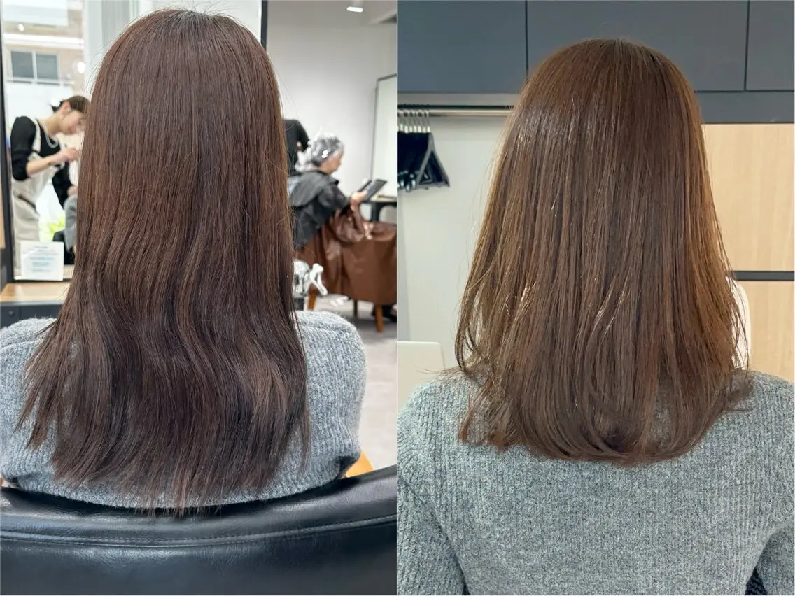ミディアム カラー パーマ ヘアアレンジ メンズ キッズ カット 縮毛矯正 レイヤーカット／ 巻ける縮毛矯正のヘアスタイル