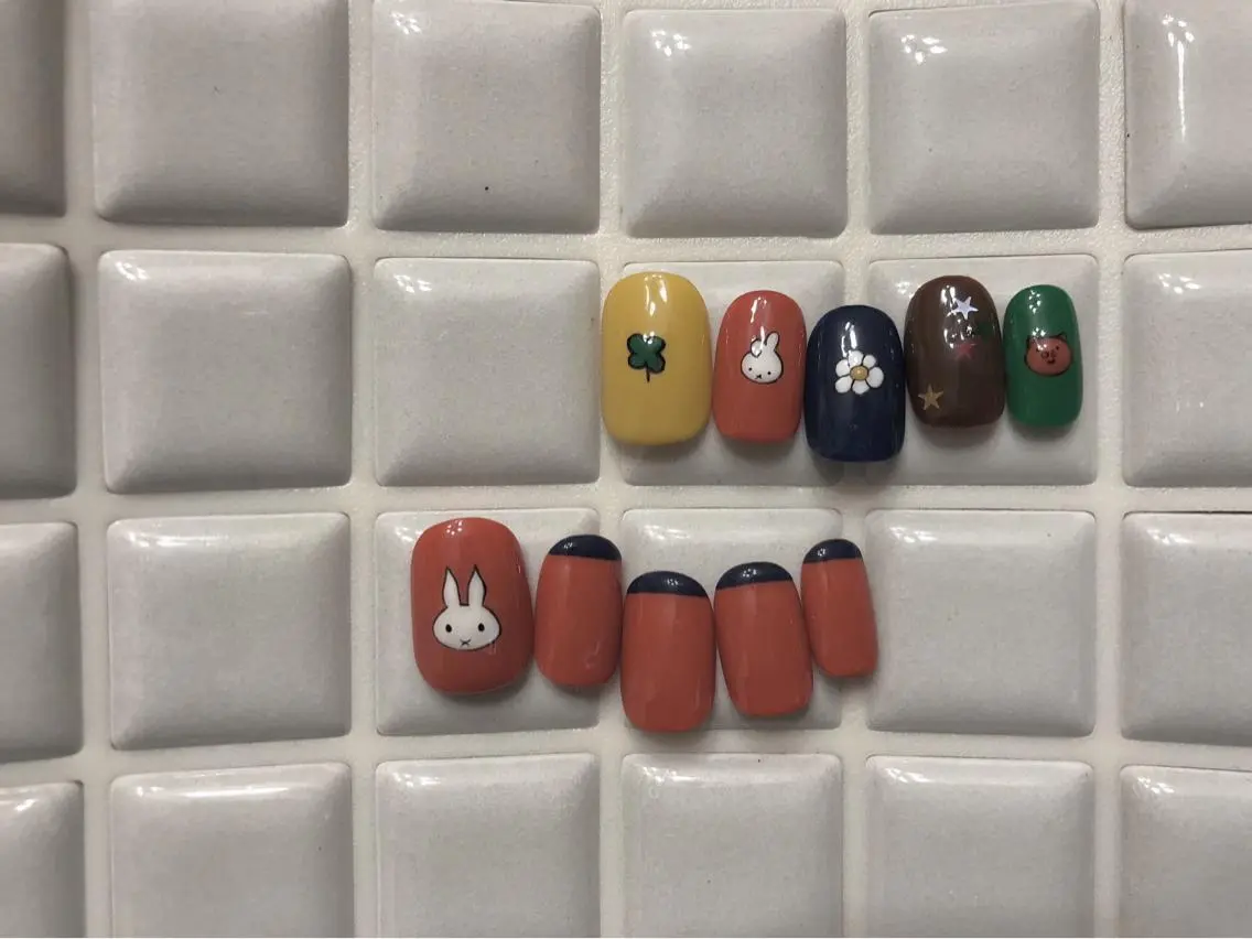 ネイル オレンジ パラあり！フィルイン 美フォルムのネイルデザイン