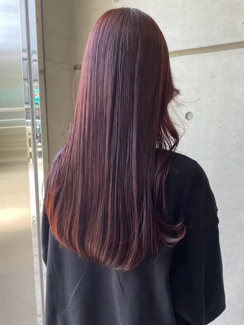 ロング 縮毛矯正 酸性ストレート /暖色カラー/ユイカのヘアスタイル