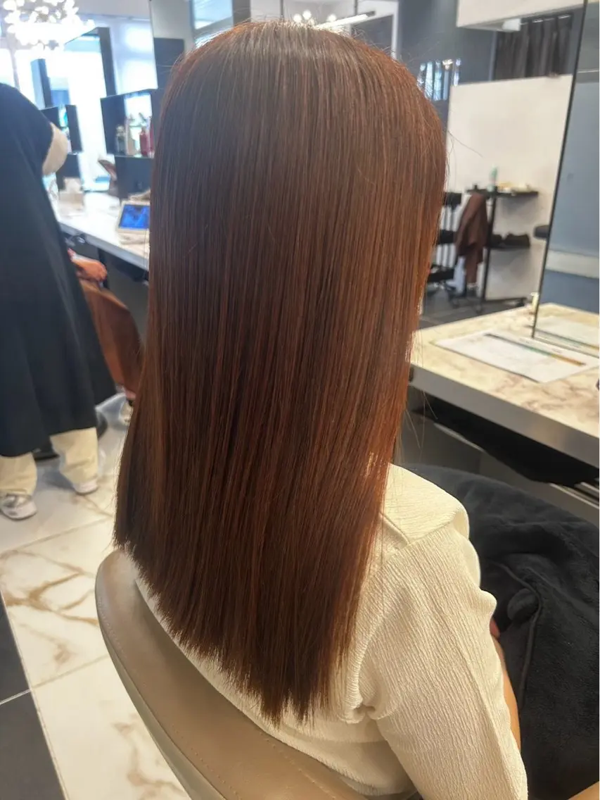 ロング カラー ブラウンカラー オレンジ オレンジブラウン トリートメント 小向 音緒のヘアスタイル