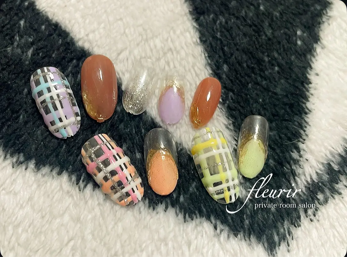 ネイル アートネイル クリアネイル フレンチネイル ゴールド グラデーション フルリール 【プライベートサロンのネイルデザイン