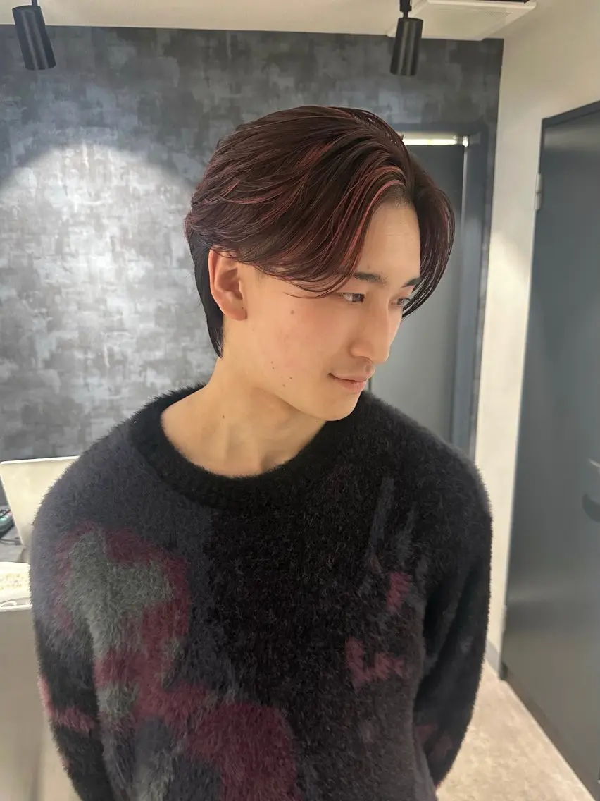 カラー メンズ カット ヘアカラー 💈原宿指名No.1 センターパート💈のヘアスタイル