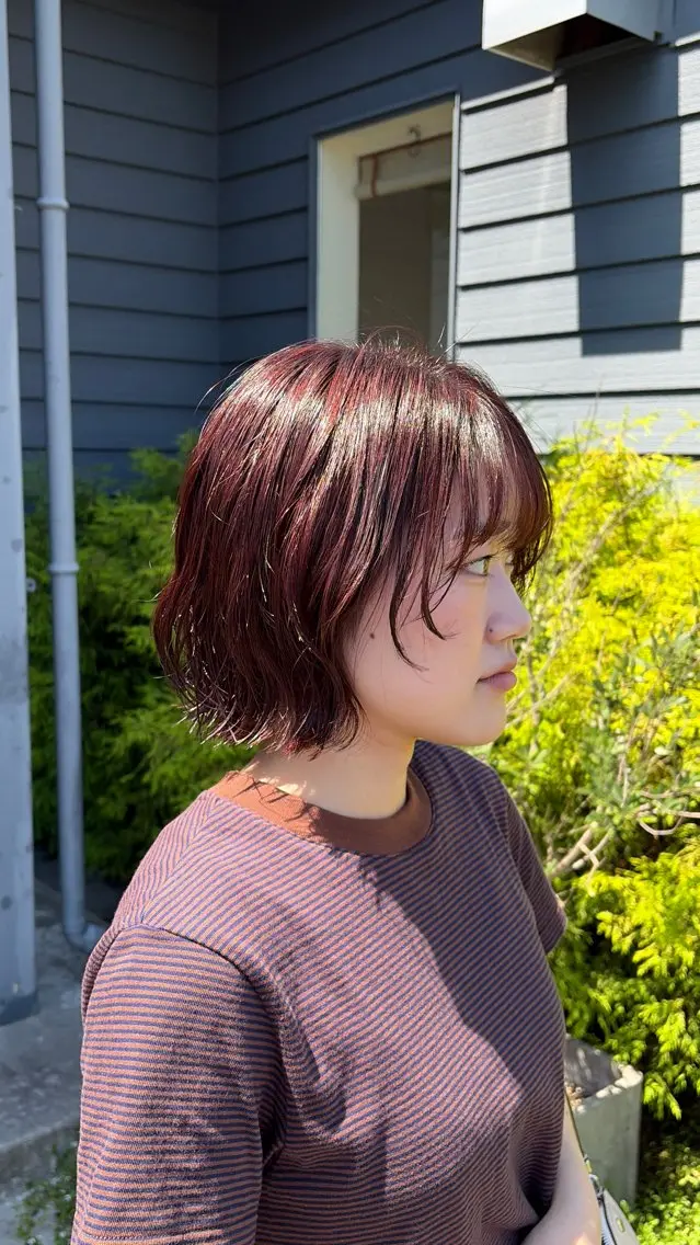 ショート カラー ブラウンカラー レイヤーカット カット ヘアカラー 似合わせボブカット/ 夏映えカラー/羽菜のヘアスタイル