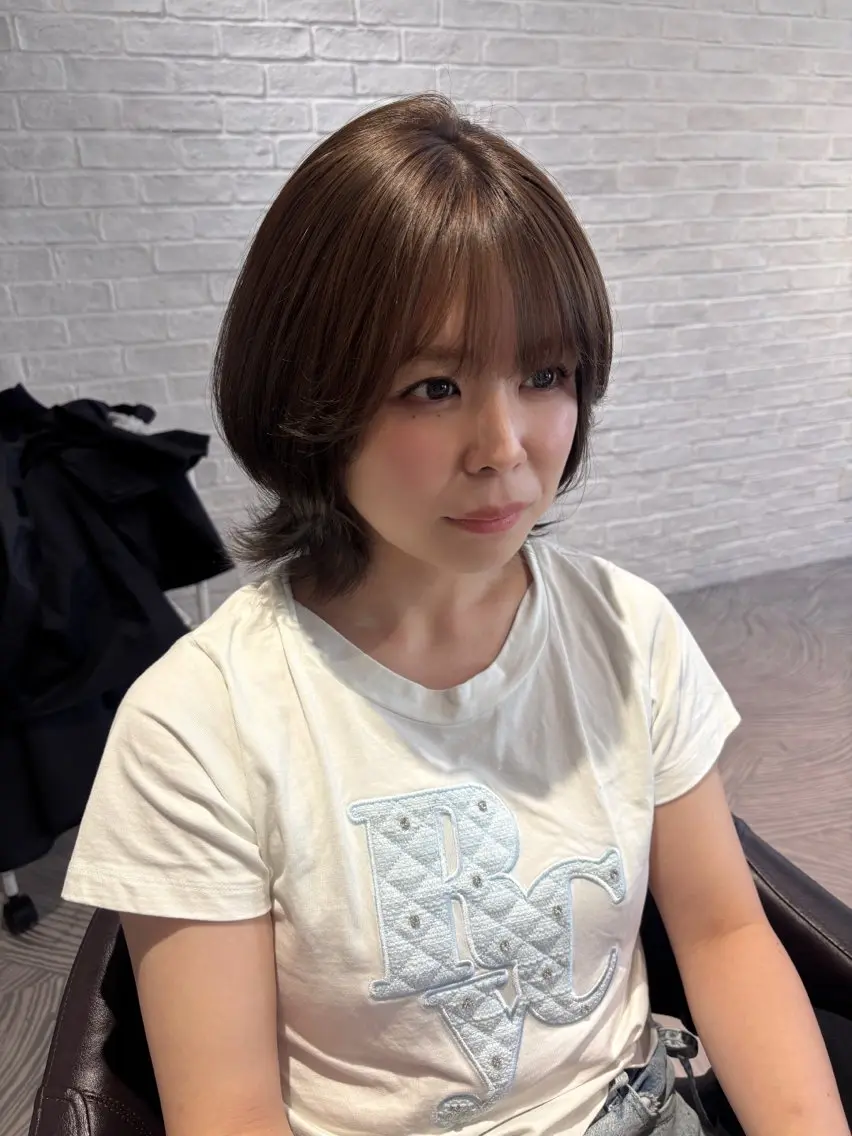 ショート ヘアカラー トリートメント ヘッドスパ 透明感ｶﾗｰ/ 赤み消し🤍ricoのヘアスタイル