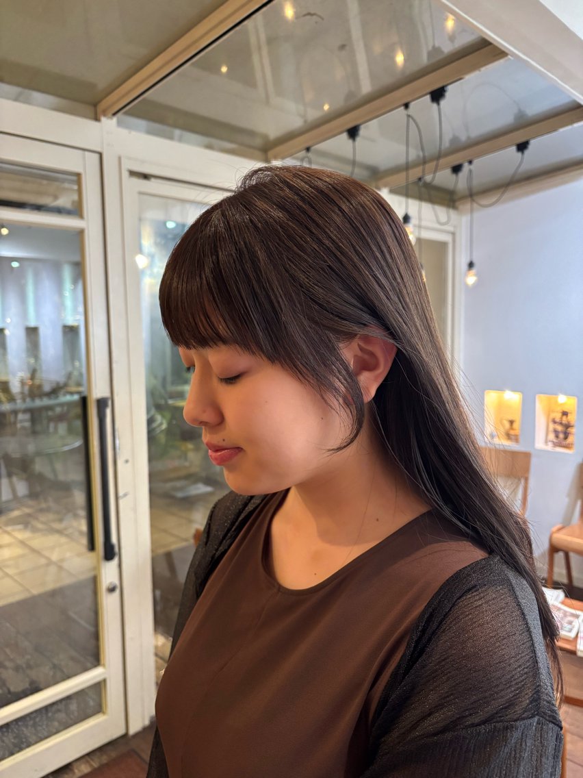 ロング カラー カット ヘアカラー くいた あやなのヘアスタイル