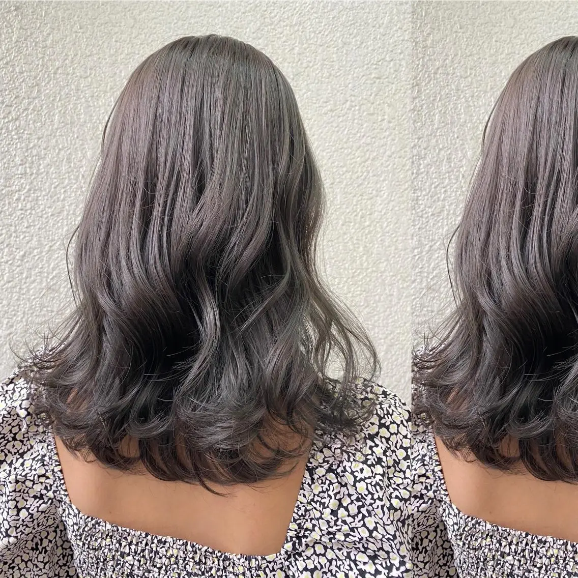 ミディアム カラー グレージュ ラベンダーカラー ラベンダーグレージュ ラベンダーグレー ヘアカラー ツキノキ ミナのヘアスタイル