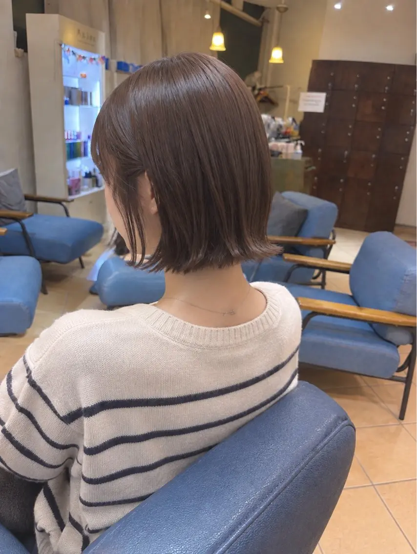 ショート 切りっぱなしボブ 前下がりボブ ボブ 顔周りカット 髪質改善 カット ヘアカラー トリートメント メンズカット/ボブ /透明感/濱川響太のヘアスタイル
