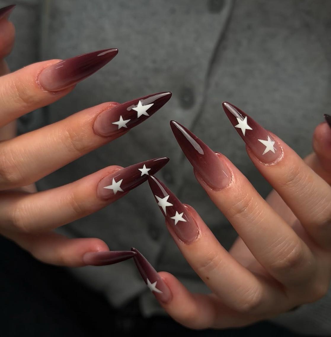 ネイル ボルドー ブラウン 長さ出し フットネイル フレンチネイル ハンドネイル ハンドケア NEW NAIL池袋 韓国・ワンホンネイルのネイルデザイン
