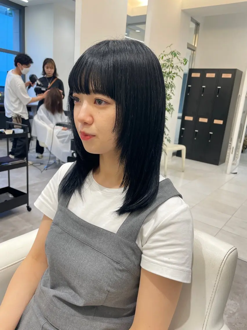 セミロング カラー カット ヘアカラー 髪質改善/透明感カラ ー/縮毛/ meiのヘアスタイル