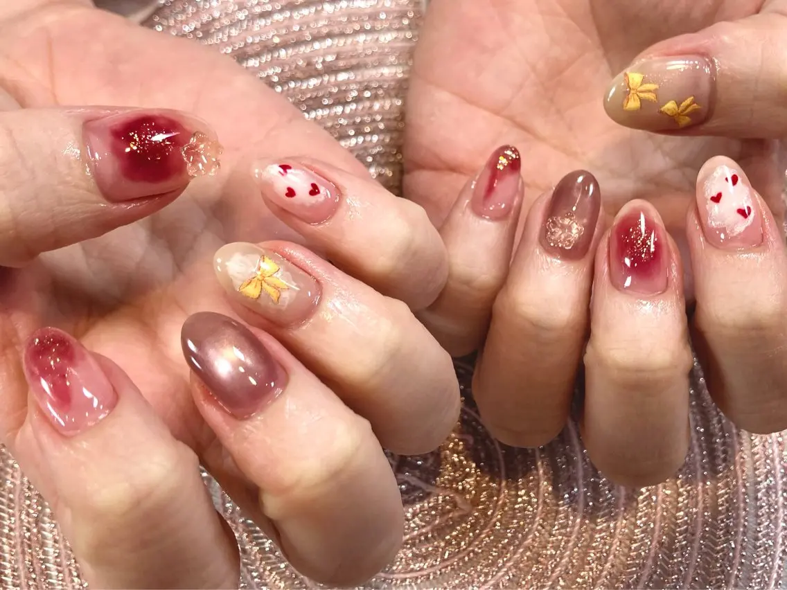 ネイル バレンタイン 美フォルムネイル Hinaのネイルデザイン