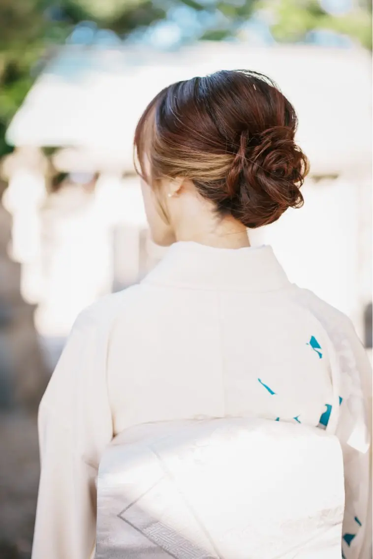 セミロング 着付け え りのヘアスタイル