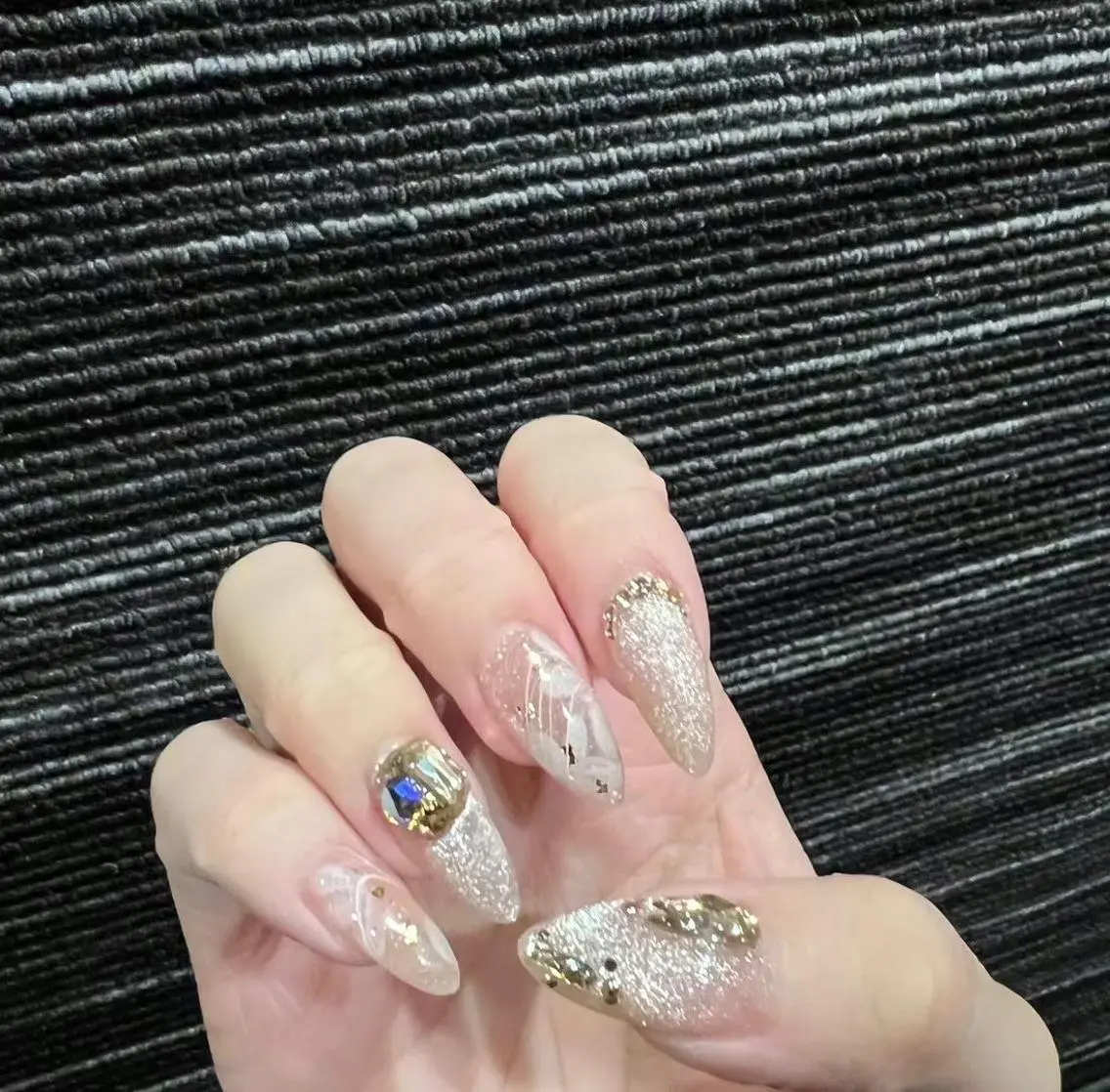 ネイル クリアネイル ゴールド ゴージャス Babarla Nailのネイルデザイン