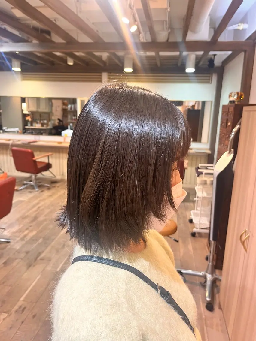 ミディアム ボブレイヤー ボブ くびれヘア レイヤーカット カット 臺 佳連のヘアスタイル