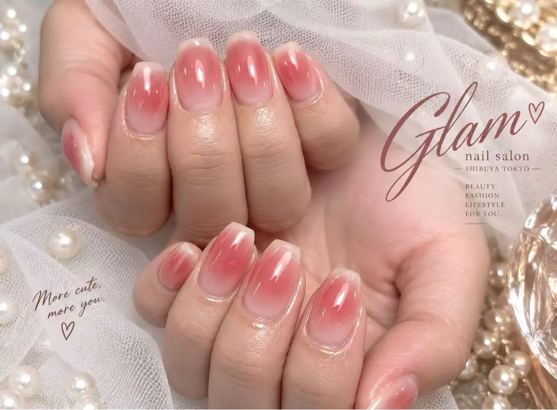 ネイル ハンドネイル エツメ💅 長さ出し🎀デザインのネイルデザイン
