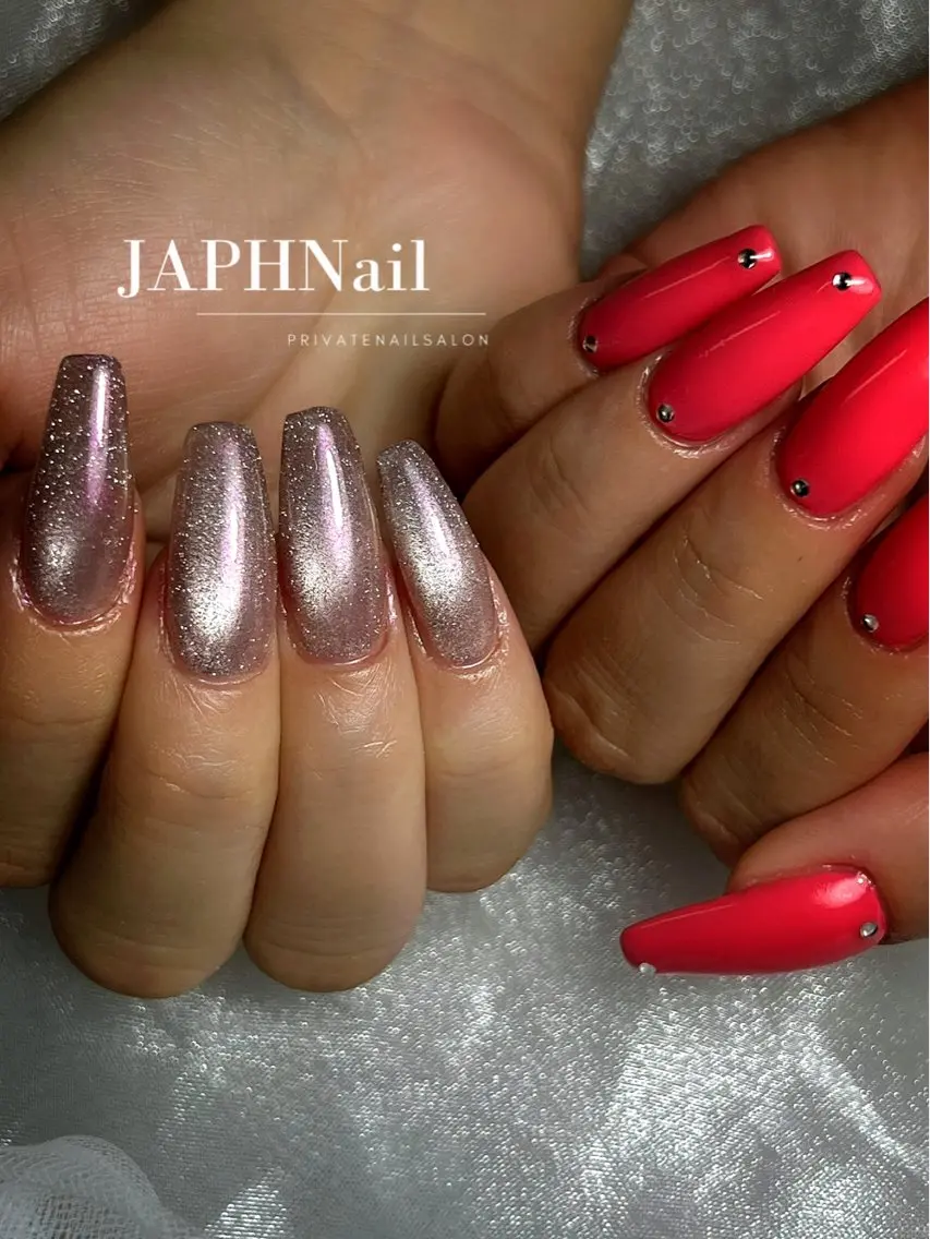 ネイル フラッシュネイル フレンチネイル ロングネイル マグネットネイル 持ち込み NailSalon /JAPHのネイルデザイン