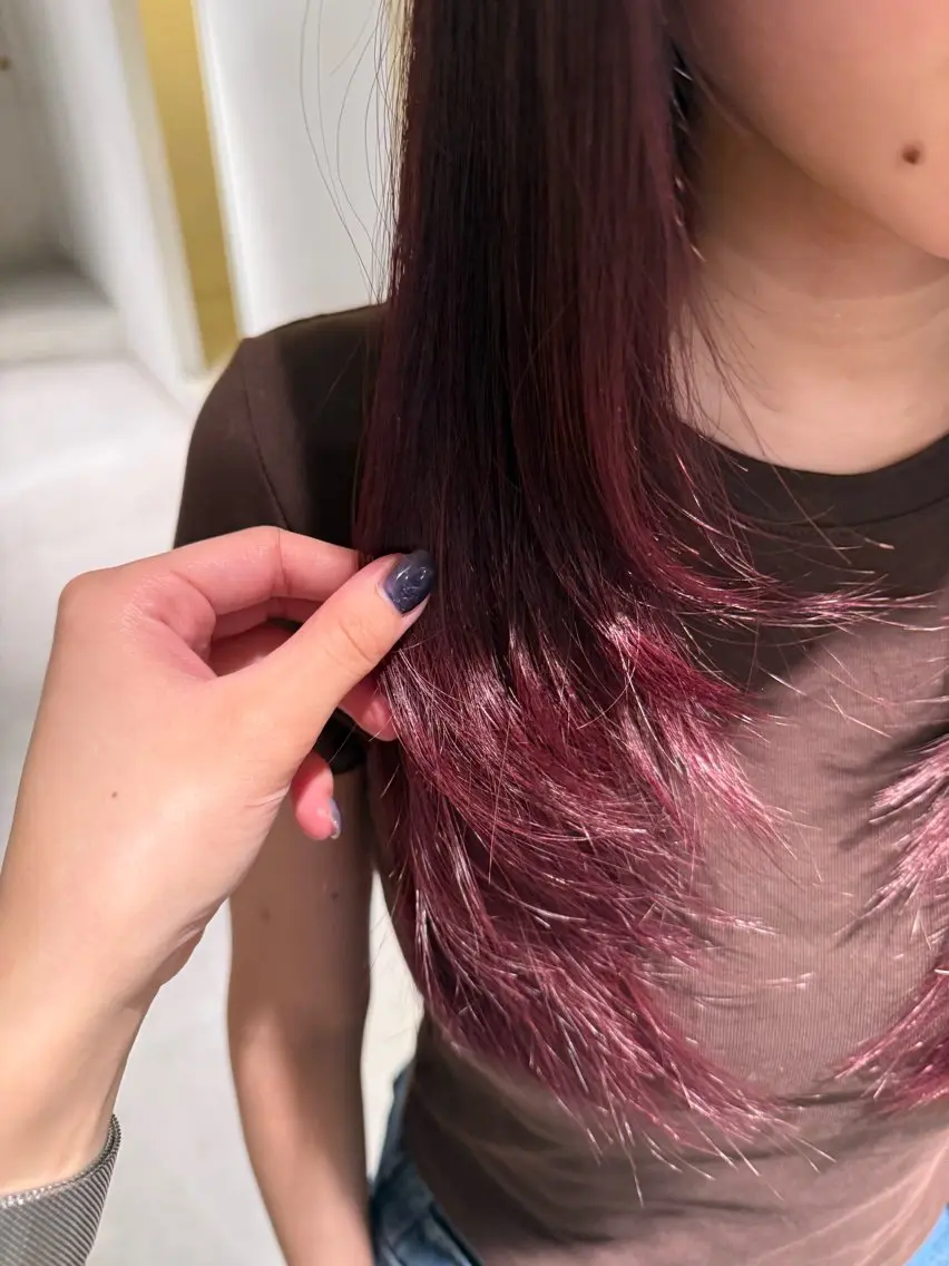 ロング カラー レイヤーカット カット ヘアカラー トリートメント 暖色カラー/艶髪/ 韓国/ひなのヘアスタイル