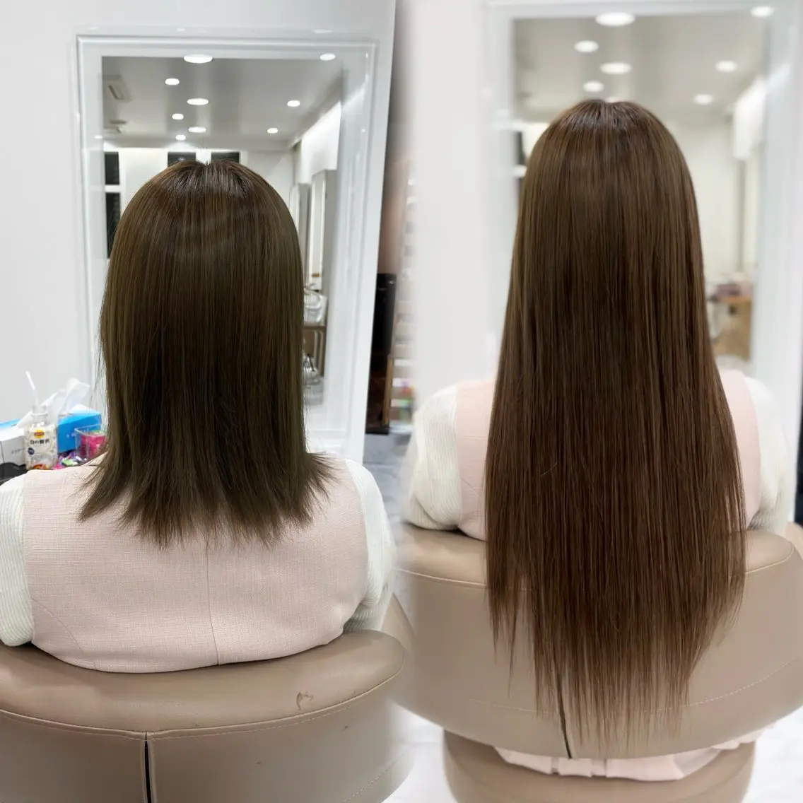 ロング シールエクステ エクステ ロング カット ヘアカラー エクステ 赤み消し透明感カラー オオヤマのヘアスタイル