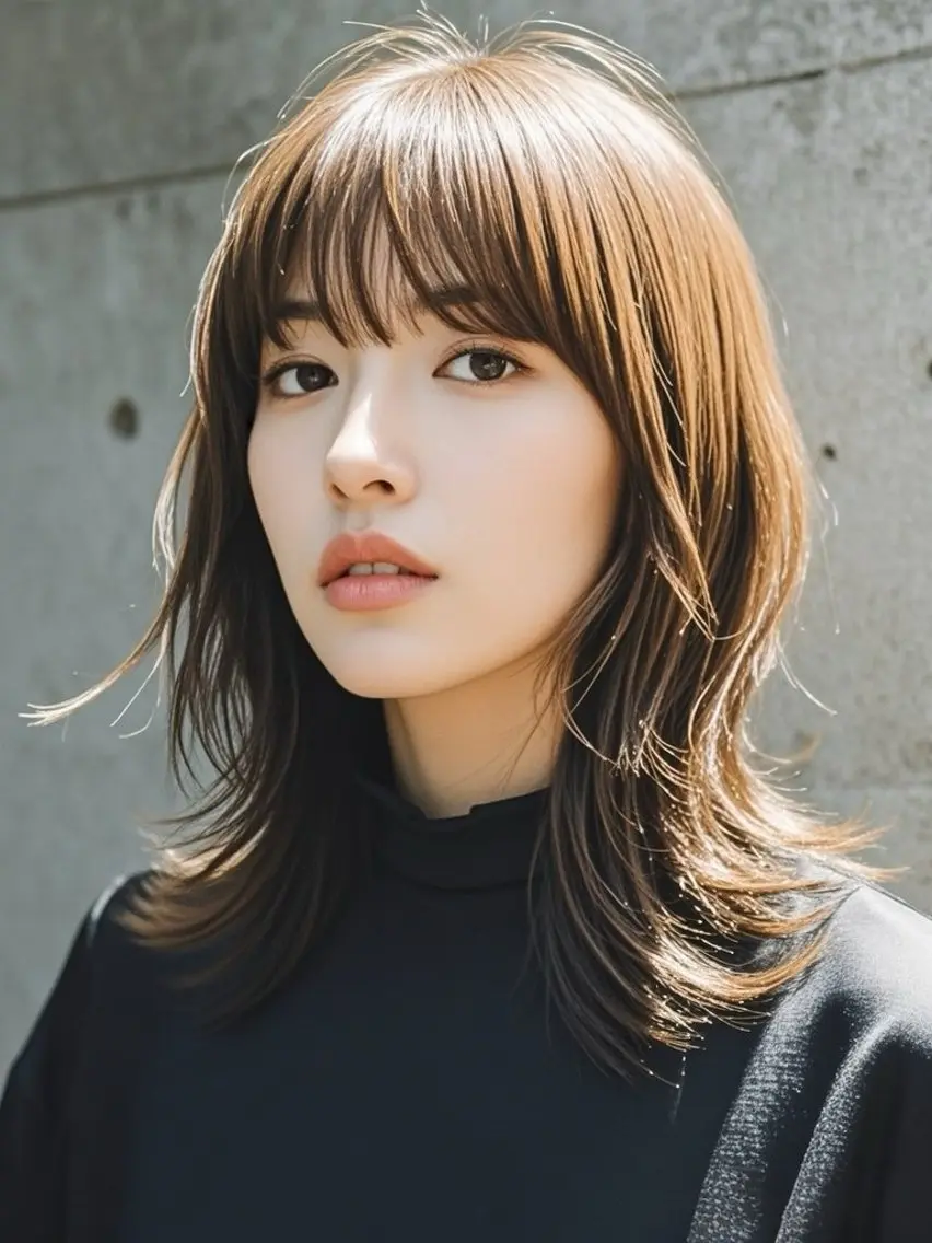 ミディアム ショートボブ ミディアムレイヤー ミディアムパーマ アッシュ ボブ カット ヘアカラー トリートメント ウルフカット 811 大阪梅田 ウルフのヘアスタイル