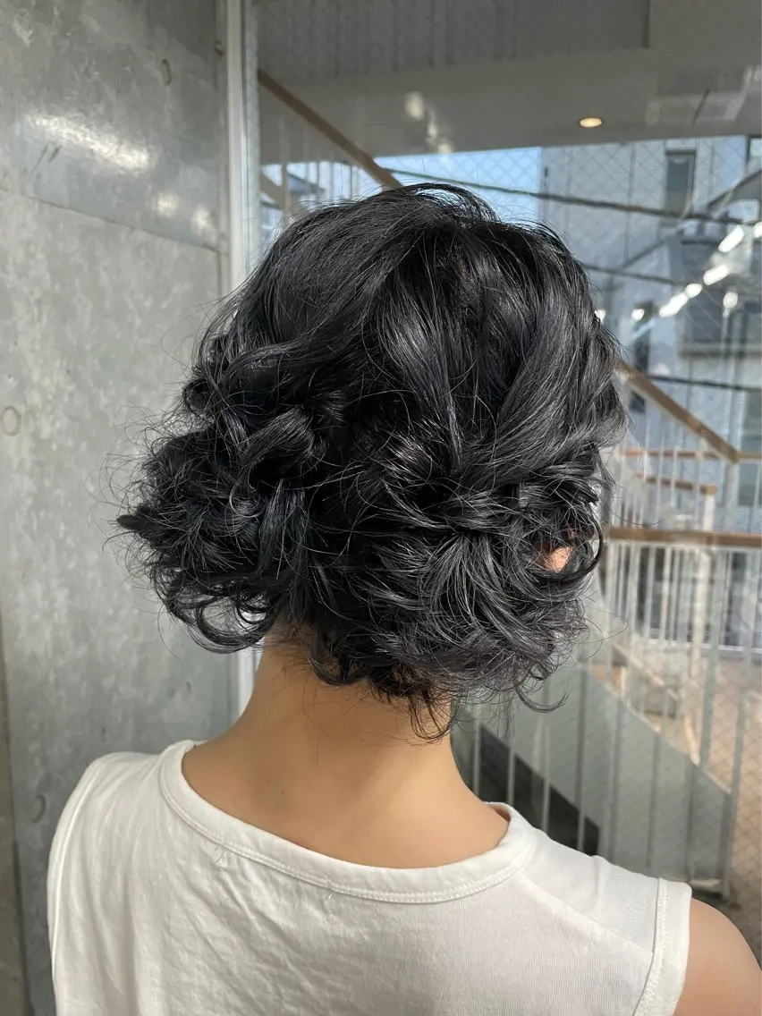 ミディアム ヘアアレンジ ヘアセット メンズモテパーマ💙 fuwaのヘアスタイル