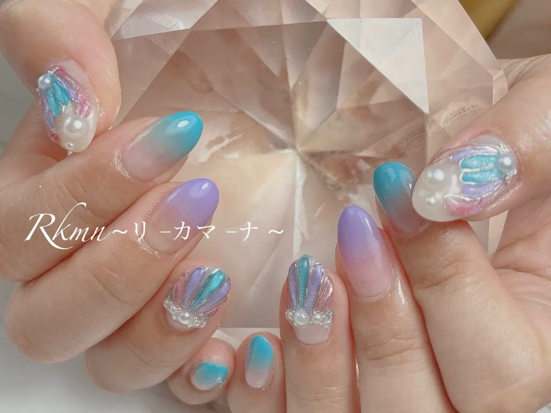 ネイル アートネイル グラデーション 春ネイル ハンドネイル フットネイル ハンドケア Rkmn ~リ-カマ-ナ~のネイルデザイン