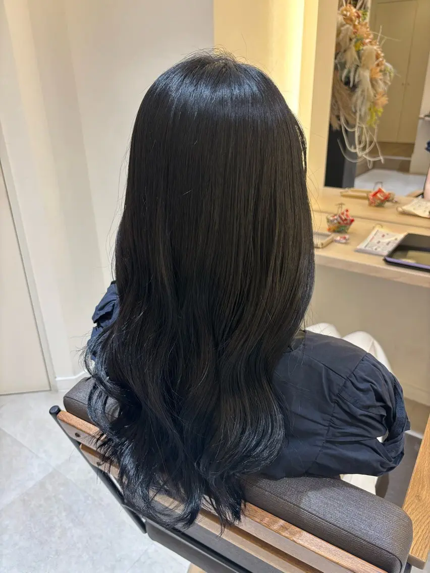カラー 黒髪 ブルーカラー ブルーブラック 透明感カラー ヘアカラー 🌸SAORI ボブ/ショート🌸のヘアスタイル